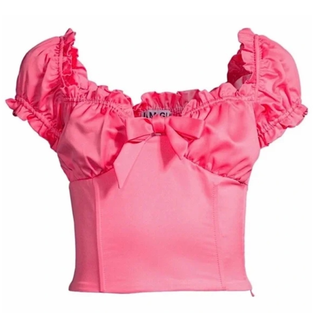 I.AM.GIA Bubblegum Pink Ruffle Bow Crop Top